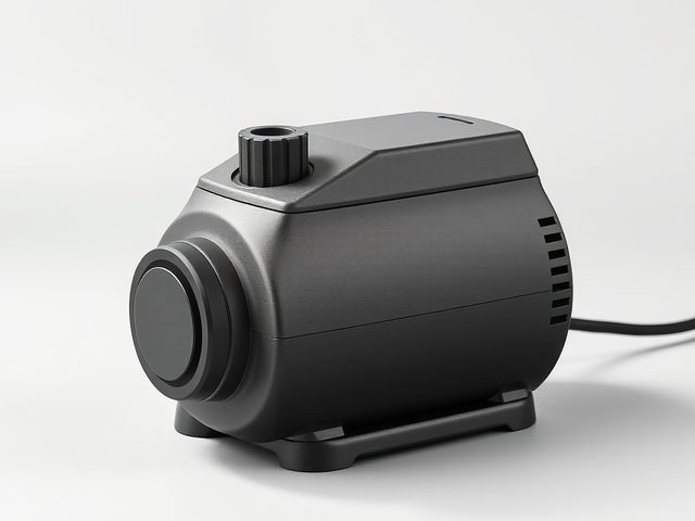 Pompe à air compacte pour aquarium sur fond gris clair